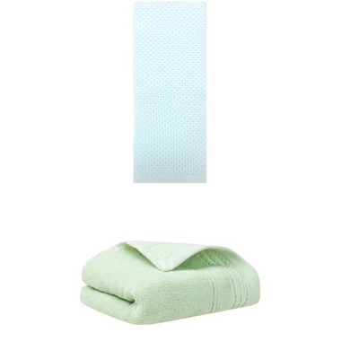 REGALWOVEN Solid Stripe Pattern Bathroom Face Hand Towels 14" x 30"/13" x 30" 2 Pcs