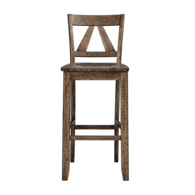 Flynn 30" Dark Walnut Rustic Wood Bar Stool Set