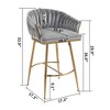 SKRAN Stylish 26" Velvet Bar Stool Set of 2 With Handcrafted Wave Backrest, Gold Chrome Base and Footstool for Kitchen Island, Bar, Pub - 3 of 4