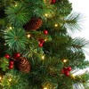 Nearly Natural 7-ft Flat Back Montreal Mountain Artificial Christmas Tree with Pine Cones and Berries - 4 of 4
