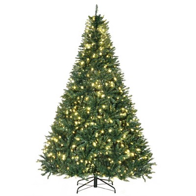 HOMCOM Pre-Lit Full Douglas Fir Artificial Christmas Tree with Realistic Branches, 700 Warm White LED Lights and 2154 Tips