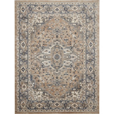 Serene Garden Medallion 6' x 9' Beige/Grey Synthetic Area Rug