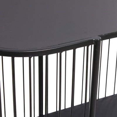 Sleek Black Metal Console Table with Dual Storage Shelves
