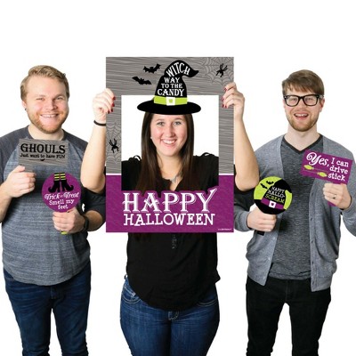 Big Dot of Happiness Happy Halloween - Witch Party Photo Booth Picture Frame and Props - Printed on Sturdy Material