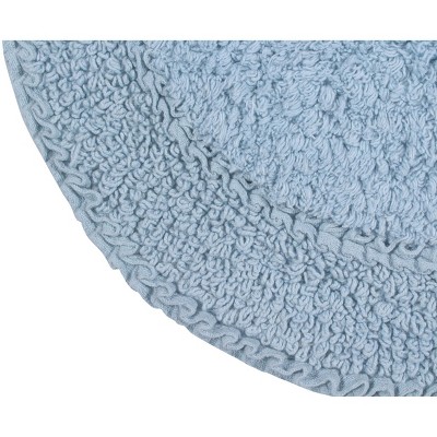 17"x24" Light Blue Cotton Tufted Oval Bath Rug