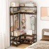 Costway Corner Garment Rack L-shaped Clothes Rack with Open Shelves & Adjustable Foot Pads Rustic Brown/Walnut/White - 2 of 4