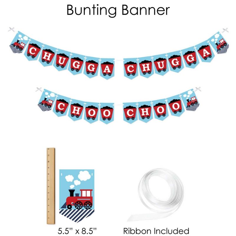 Big Dot of Happiness Railroad Party Crossing - Steam Train Birthday Party or Baby Shower Supplies - Banner Decoration Kit - Fundle Bundle, 3 of 9