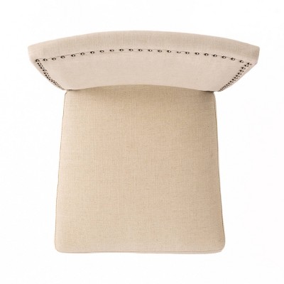 Ivory Linen and Espresso Wood Barstools Set of 2