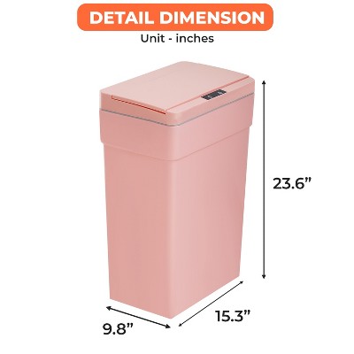 Pink 13 Gallon Touchless Plastic Trash Can with Motion Sensor