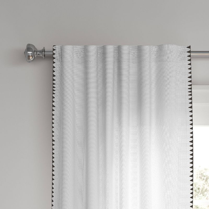 54&#34;x84&#34; Light Filtering Stitched Edge Curtain Panel Cream - Threshold&#8482;, 1 of 8