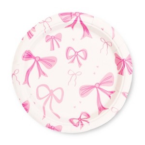 20ct 6.3" Pink Bow Snack Plates - 1 of 3