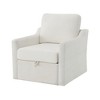 Gulches White Chenille Swivel Arm Chair - 360¡ã Swivel Base, USB+TYPE-C Charging, Book Pocket, Under-Seat Storage, 300 LBS Capacity - 3 of 4