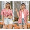LA LEELA Women's Button Down Blouses Floral Summer Party Blouse Shirt Hawaiian Blouses Short Sleeve Vacation Casual Dress Tee Shirts - 4 of 4