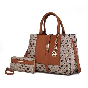 MKF Collection Yuliana Circular M emblem Print Satchel Bag with Wallet by Mia K - 1 of 4