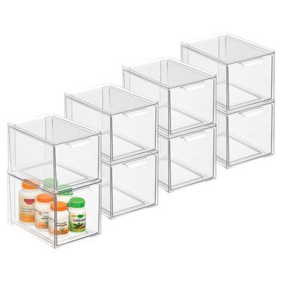 Stackable Closet Bin with Pull-Out Drawers 8.5 x 6 x 8