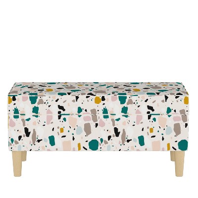 Skyline Furniture Jaxson Storage Bench Terrazzo: Contemporary Cotton Upholstered, Pine Frame, Geometric Pattern