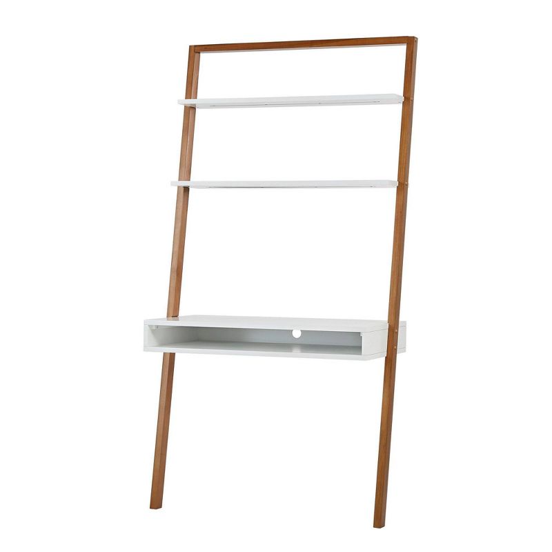 38" Phyliss White Metal Leaning Desk and Ladder Shelves - Inspire Q, 1 of 17