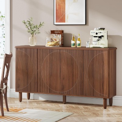 Lantine Buffet Cabinet Sideboard: Modern storage cabinet with doors, suitable for living room, kitchen, dining room (Brown). From Lantine Store. — фото 4
