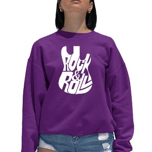 LA Pop Art Rock And Roll Guitar - Women's Word Art Crewneck Sweatshirt - 1 of 4