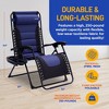 SereneLife Foldable Outdoor Zero Gravity Padded Lawn Chair, Adjustable Steel Mesh Recliners, w/ Removable Pillows Blue and Black - 2 of 4