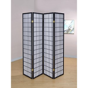 Vynxaria Sartre Black 4-Panel Room Divider Folding Shoji Screen - 1 of 4