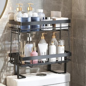 Over The Toilet Storage, 1 Tier Punch-Free Above Toilet Shelves Multifunctional Bathroom Storage Cabinet Back of No Drilling Installation - 1 of 4