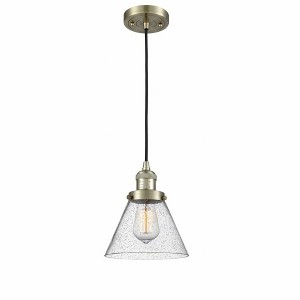 Cone - 1 Light Cord Hung Mini Pendant In Industrial Style-10 Inches Tall and 8 Inches Wide - 1 of 1