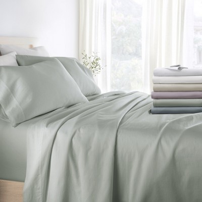 300 Thread Count 100% Cotton 4 Piece Solid Sheet Set Performance Sateen Weave Deep Pocket - Becky Cameron