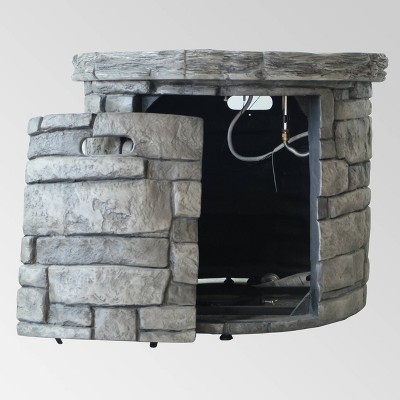 Gray Lightweight Concrete Circular Gas Fire Pit Table