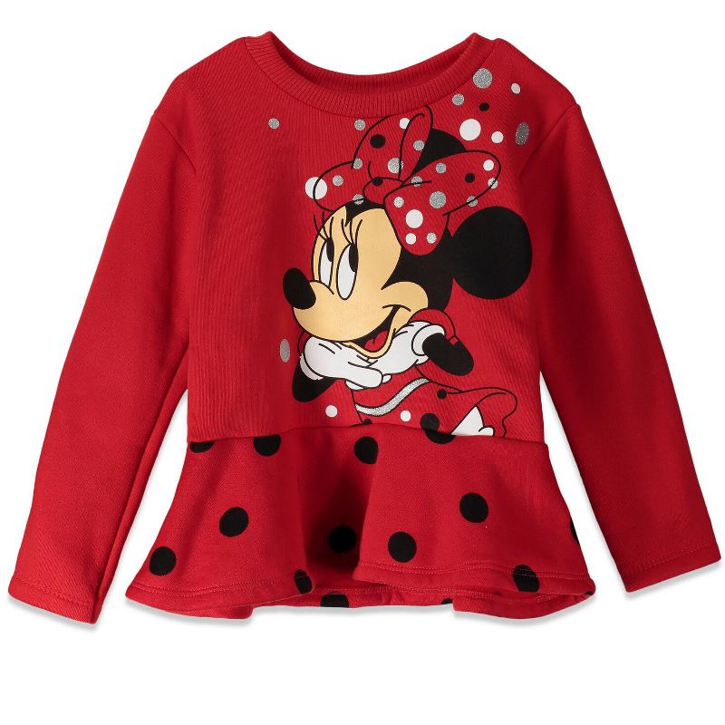 Disney Minnie Mouse Girls Fleece Sweatshirt and Leggings Outfit Set Toddler to Big Kid, 2 of 8