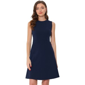 INSPIRE CHIC Women's Work Round Neck Sleeveless Fit and Flare Dresses - 1 of 4