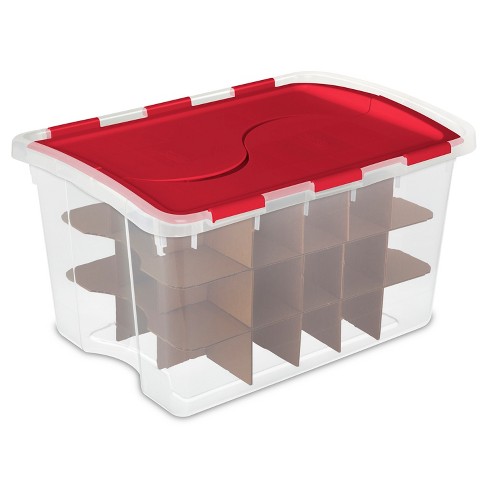Hasting Home 48 Compartment Zippered Adjustable Ornament Storage Box – 20  X 13, Red : Target