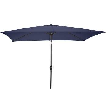 Pure Garden 10-ft Rectangular Patio Umbrella - Easy Crank Sun Shade with Push Button Tilt for Outdoor Furniture, Deck, Backyard, or Pool