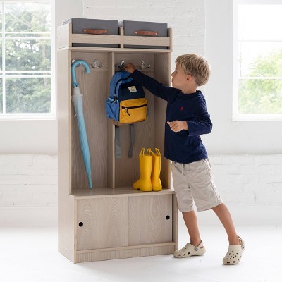 Premium Ivory Wooden Kids' Cubby with Storage Bins
