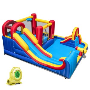 Costway Inflatable Water Slide Giant Kids Water Park w/ Double Slides & 735W Blower - 1 of 4