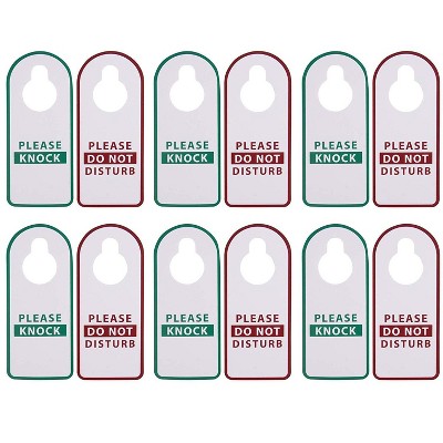 Do Not Disturb Sign - 12-Pack Do Not Disturb, Please Knock Door Hanger, Double Sided Plastic Door Knob Hanger, B&B, 4.1x9.8 inches