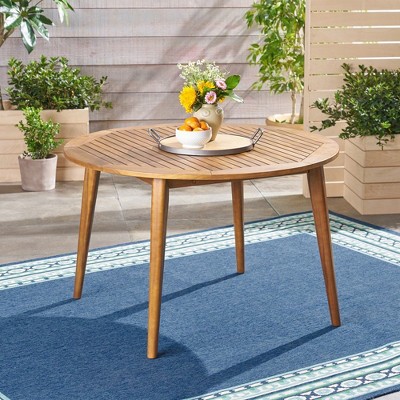 Outdoor Acacia Wood Dining Table, Modern Accent Patio Table, Outdoor Patio Furniture, Multifunction Outdoor Table