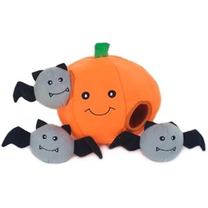 ZippyPaws Burrow- Interactive Dog & Puppy Toys for Boredom, Enrichment Squeaky Toy- Pumpkin with Bats - 1 of 1
