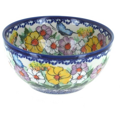 Blue Rose Polish Pottery Pastel Garden Cereal Bowl