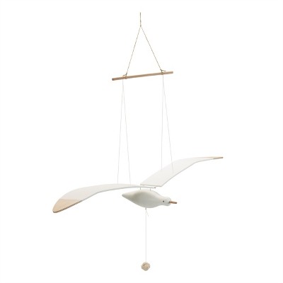 Hanging Wood Sea Bird Décor 37"H