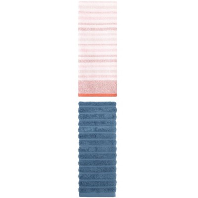 REGALWOVEN Striped Pattern Decorative Cotton Bathroom Hand Towels 14" x 30"/13" x 27" 2 Pcs