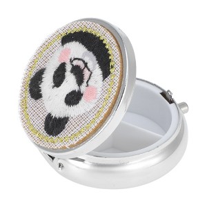 Unique Bargains Pandas Pattern Pill Box Silver Tone Black White 1 Pc ...