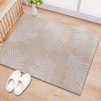 Natural Palm Leaves Flat Woven Synthetic Indoor/Outdoor Rug 2' x 3'