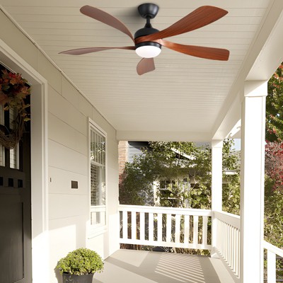 HOMLUX 52" Low Profile Remote Control Ceiling Fan W/Light and Reversible Motor,Black/Walnut