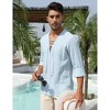 Clearlove Mens Linen Henley Shirts Lace Up Long Sleeve V Neck Casual Lightweight Cotton Hippie Shirts - 3 of 4