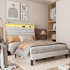 Whizmax Platform Bed Frame - Upholstered Linen Headboard with Storage, Charging Station & LED Lights, Wood Slat Support, No Box Spring - 4 of 4