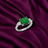Slickblue Polished Stainless Steel Ring with Synthetic Emerald Glass -Three-Stone Design, Women's Jewelry, Size 5-10 - 2 of 4