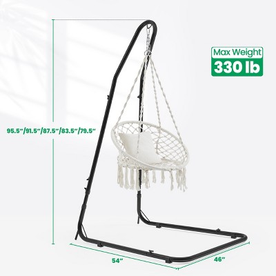 Adjustable Black Metal Hammock Chair Stand for Indoor/Outdoor Use