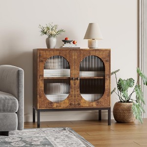 31.5" Sideboard Buffet Cabinet, Rattan Storage Cabinet with Adjustable Shelves, Kitchen Pantry Cabinet for Living Dining Room Entryway - 1 of 4