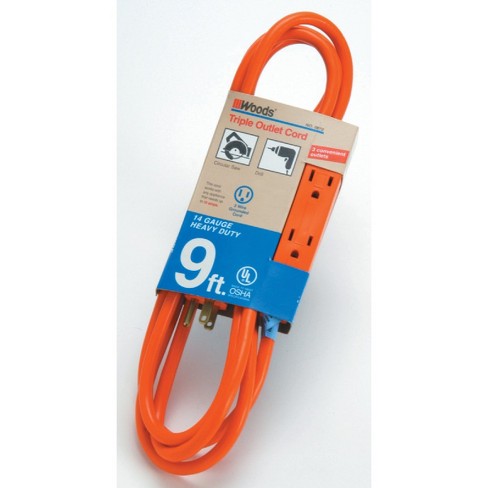 Woods 9 Ft. 14/3 Triple Outlet Extension Cord 0872 : Target